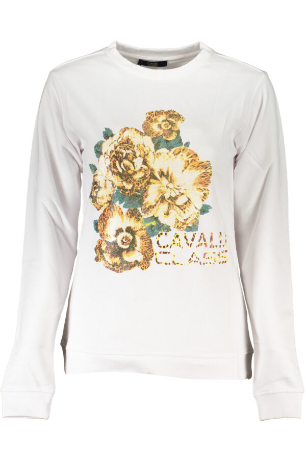 CAVALLI CLASS WOMEN'S WHITE SWEATSHIRT WITHOUT ZIP