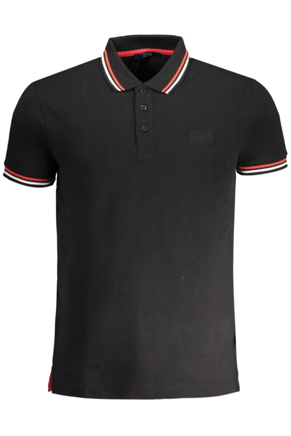 CAVALLI CLASS MEN'S SHORT SLEEVED POLO SHIRT BLACK