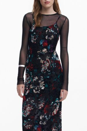 DESIGUAL WOMEN'S LONG BLACK DRESS