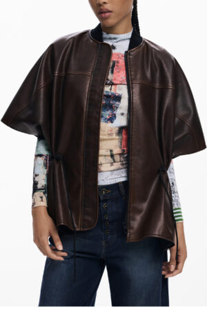 DESIGUAL WOMEN'S BROWN PONCHO