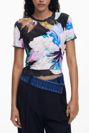 DESIGUAL WOMEN'S SHORT-SLEEVE T-SHIRT BLACK