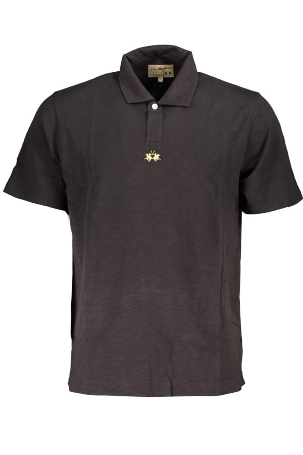 LA MARTINA MEN'S BLACK SHORT SLEEVED POLO SHIRT