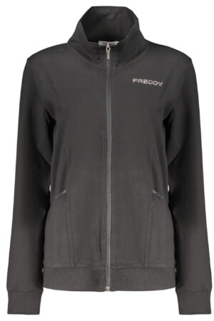 FREDDY WOMEN'S BLACK ZIP-UP SWEATSHIRT