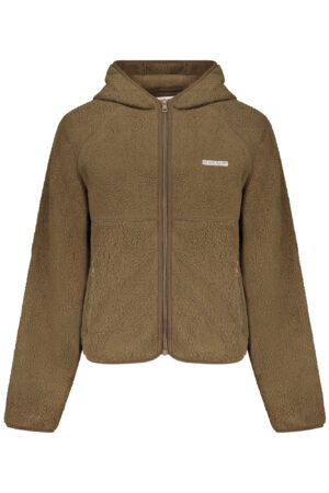 GUESS JEANS WOMEN'S BROWN ZIP-UP SWEATSHIRT