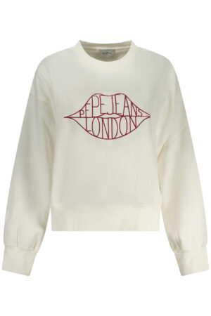 PEPE JEANS WOMEN'S WHITE ZIP-UP SWEATSHIRT